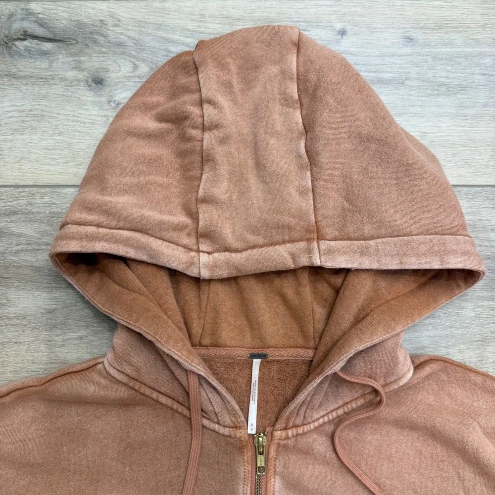 Free People When Worlds Meet Cropped Hoodie Rare Zip Jacket Hoodie Copper Medium